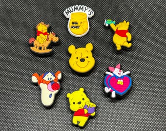 Juego de 7 adornos para zapatos de Winnie the Pooh y sus amigos, Disney Tigger, Eeyore, Piglet C