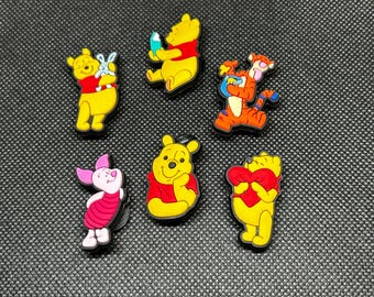 Juego de 6 adornos para zapatos de Winnie the Pooh y sus amigos, Disney Tigger Piglet Set A