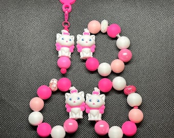 Marie Inspired Cup Straw Charm Pink Kitten Aristocats Tumbler Accessory