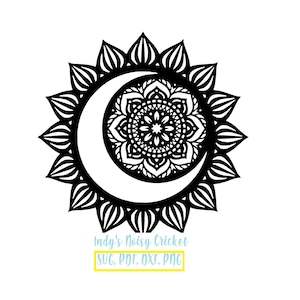 Moon Flower Sun Mandala Celestial SVG Vector