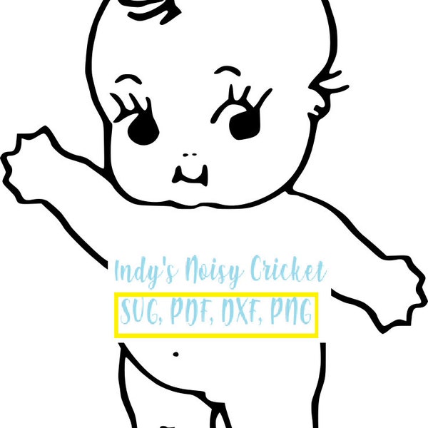 Kewpie Baby Waving Cartoon PNG SVG Vector