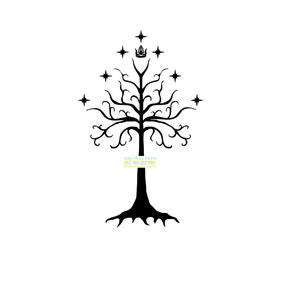 May include: Black silhouette of a stylized tree with a crown and stars. The tree has intricate branches and roots. The text "Today's Daisy Sticker" is at the base of the tree.
