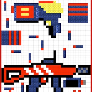 Nerf Gun Full Size Patchwork Quilt Pattern PDF INSTANT DOWNLOAD