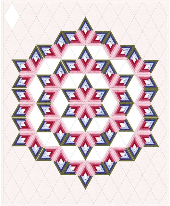 Amish 6 Point Log Cabin Star Pattern Pdf Instant Download Etsy