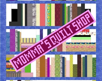 Bookshelf Library Twin Size Quilt Pattern PDF INSTANT DOWNLOAD