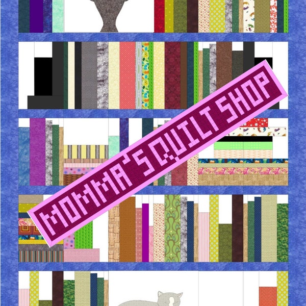 Bookshelf Library Twin Size Quilt Pattern PDF INSTANT DOWNLOAD