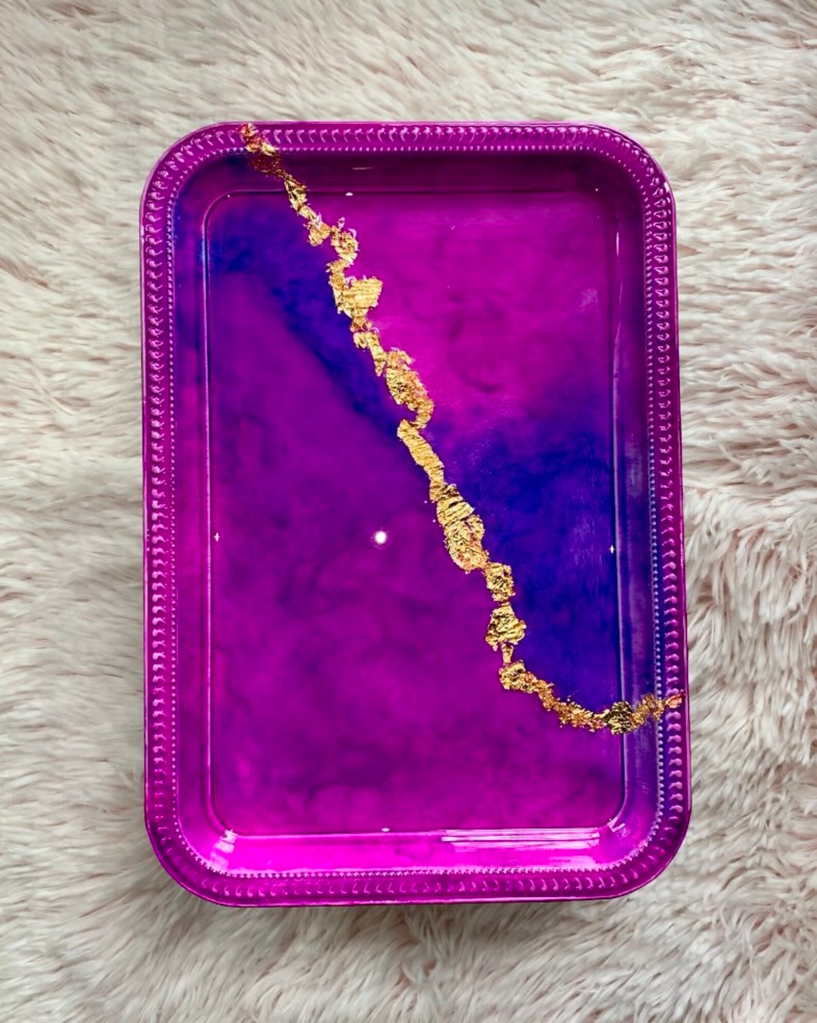 Decorative Tray Purple Marble Tray Fancy Rolling Tray Etsy