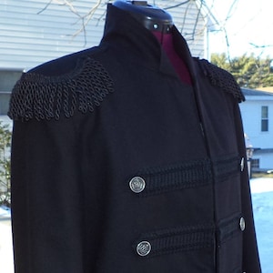 Military Jacket - Black Wool Blazer - Upcycled Recycled Repurposed Clothing - Size Medium / 10