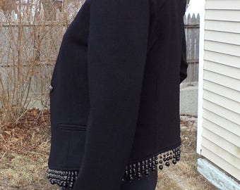 Military Themed Crop Jacket - Black - Upcycled Recycled Repurposed Clothing - Size Medium