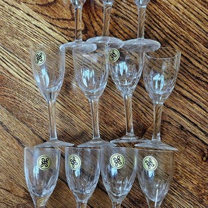 Vintage HOYA Crystal Cordial Glasses | Set of 11 | Japanese Liqueur 4.5" Stemware } With Tags