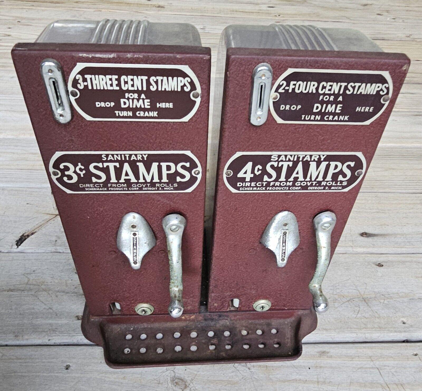 Vintage SCHERMACK Stamp Vending Machine (twin) With KEY