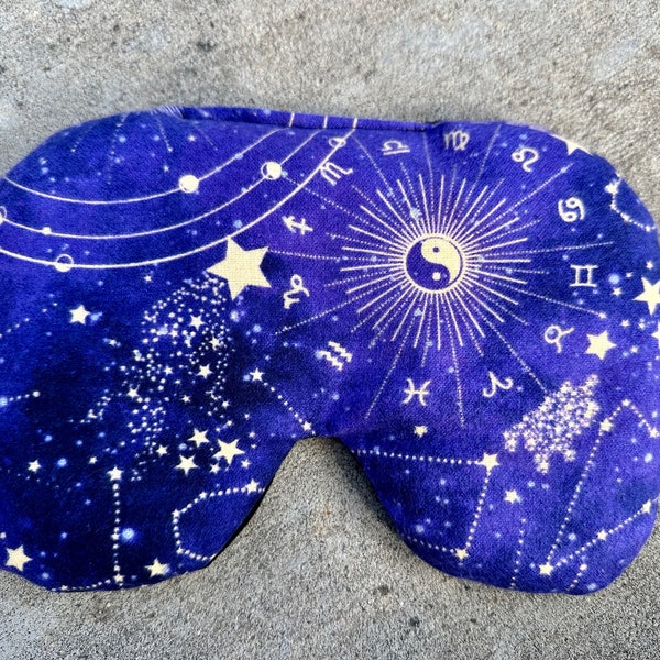 XL eye pillow face rice pack Migraine sinus relief hot cold pack with French Lavender Buds facial astrogoly zodiac black Horoscope moon star