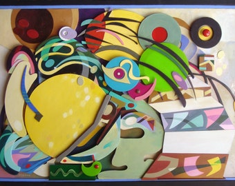 Carnival by TPMcKEE - Modern Abstract Original 3D Wood Wall Art LARGE Kandinsky Style