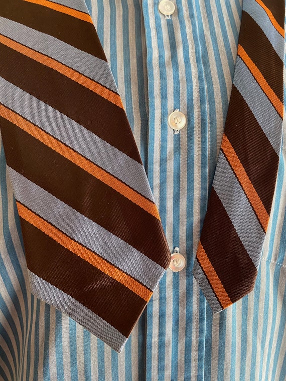 Vintage MENS blue, brown & orange diagonal stripe… - image 4