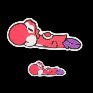 Big and Small Sleepy Red Yoshi Stickers