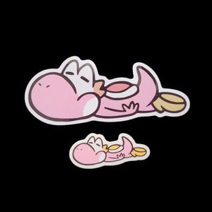 Big and Small Sleepy Pink Yoshi Sticker