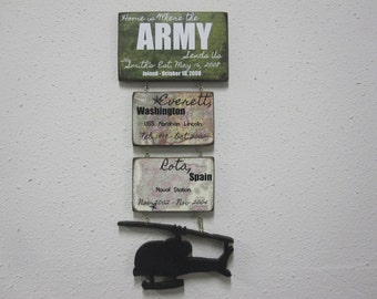 Army Sign "Home is Where the ARMY sends us" duty stations