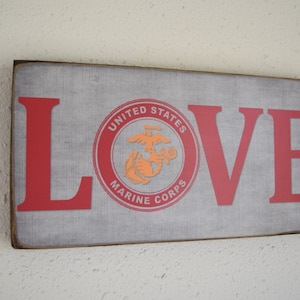 Marines LOVE Sign, Marine Corps Sign, Military Gift, Marine Sign, USMC, Military Sign, Official Hobbyist of the USMC; License number 23064