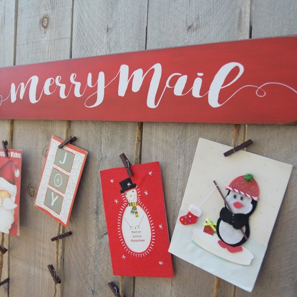 Christmas Card Merry Mail Holder - Card Holder - Christmas - Holidays - Greeting Cards - Christmas Greeting Card Display - BornOnBonn