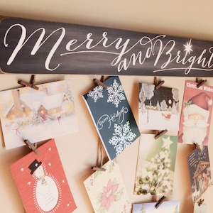 Merry & Bright Merry Mail Christmas Card Holder Christmas Card Hanger Christmas Cards Merry and Bright Greeting Card Holder image 1