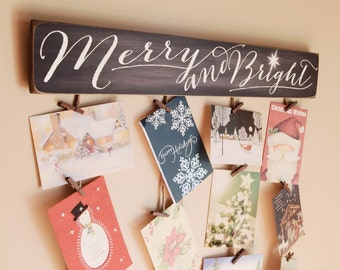 Merry & Bright Merry Mail - Christmas Card Holder - Christmas Card Hanger - Christmas Cards - Merry and Bright - Greeting Card Holder