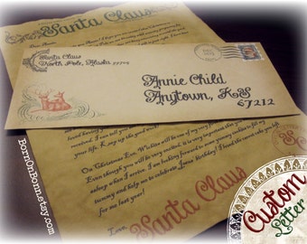 Custom Santa Letter from Santa Claus on Vintage paper - Letter From Santa Claus - Personalized Letter-Child's letter-North Pole - Christmas