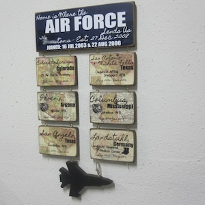 Air Force Sign - Medium - "Home is Where the Air Force sends us" Duty Stations - Military Gift - Military Sign - BornOnBonn