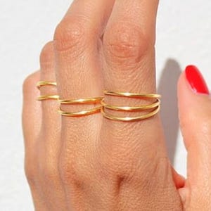 Triple Gold Rings- Gold Staking Ring -  Simple Ring stack -  Stacking rings - Thin gold rings