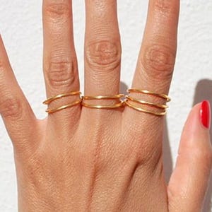 Double Gold Rings- Gold Staking Ring - Simple Ring stack - Stacking rings - Thin gold rings