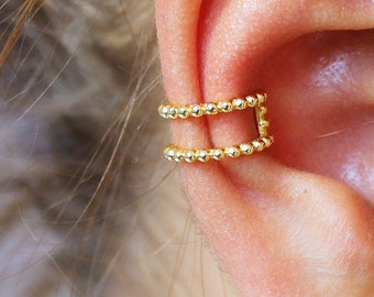 Bubbles Ear Cuff no Piercing, Gold Earcuff, Double Ear Cuff , Fake Ear Cuff