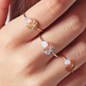 Mond Opal Ring, Valentinstag Geschenk, Bester Freund Geschenk, Boho Ringe, Mondstein Ring, Opal Midi Ring, Opal, Goldringe, Mond Ring, Valentinstag Geschenk