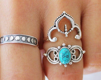 Sterling Silver Crown Ring , Boho Rings