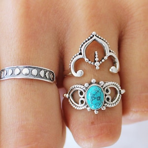 Sterling Silver Crown Ring , Boho Rings