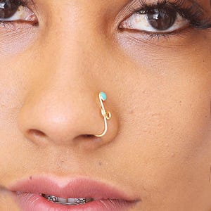 Türkis Nasenmanschette, Fake Nasenring, Gold Nasenmanschette, kein Piercing erforderlich, Piercinglos Nasenring, Nasenmanschetten, Nasenring handgemachter Schmuck