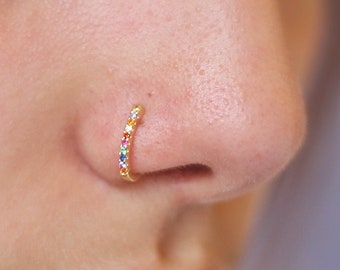 Nose Cuff with Gem, Fake Nose Piercing, Crystal Nosecuff, Pierceless, Faux Nose Ring Jewelry no Piercing Needed, Pierce-Less Nose Ring