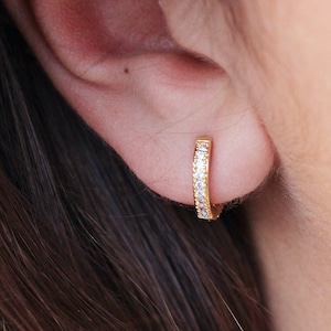 Pendientes, Aros, Aritos, Aros Circonitas, Pendientes de aro Plata,Huggie Earrings, Small Hoop Earrings, Tiny Hoop Earrings