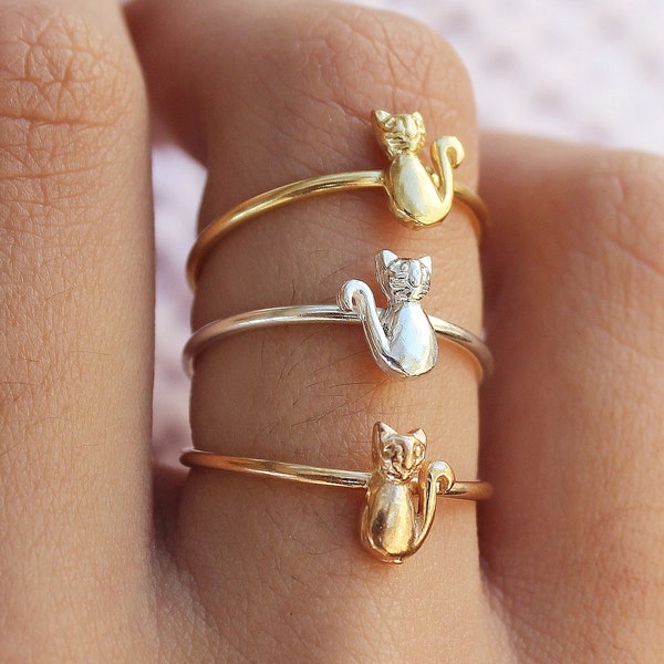Anneau de chat, cadeau d’amoureux de chat, anneau de délicateme, anneau d’or de chat, anneau minuscule