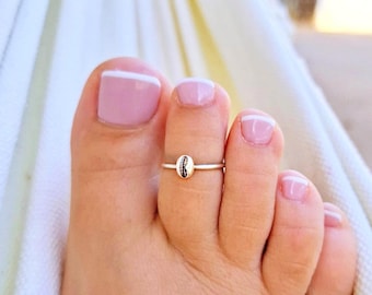 Cowrie Shell Toe Ring – Silber Zehenring Verstellbar, Muschel Sommer Schmuck Wasserdicht, Geschenk für Sie, Boho Strand Look