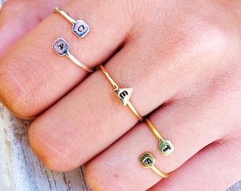 Tiny Initial Ring, Personalized Stacking Ring