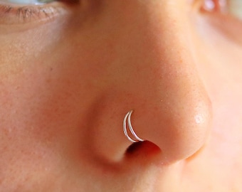 Double Hoop Nose Ring, Double Nose Ring for Single Piercing, Rose Gold Nose Hoop, Sterling Silver Nose Ring, Nose Hoop
