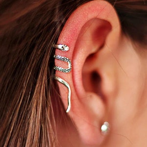 Manchette d'oreille serpent, Boucles d'oreilles en argent sterling sans piercing, Boucles d'oreilles serpent, Boucles d'oreilles minimalistes, Cadeau fête des Mères, Cadeau pour femme