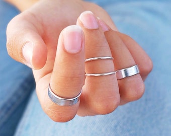 Mid Knuckle Ring Sieraden Ringen Banden Ringen Silver Ring Stapelbare Midi Ring Stapelring Ring Set van 4 door TinyBox Silver Knuckle Ring- Stapelbare Ring Set 