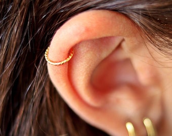 Textured Helix Piercing, Gold Helix Earring, Piercing Helix Cuff