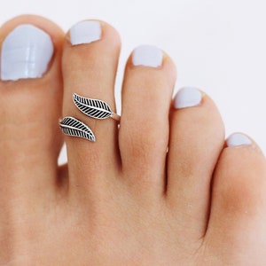 Leafs Dainty Toe Ring, Sterling Silver Toe Ring, Adjustable Toe Ring, Toe Rings for Women image 3