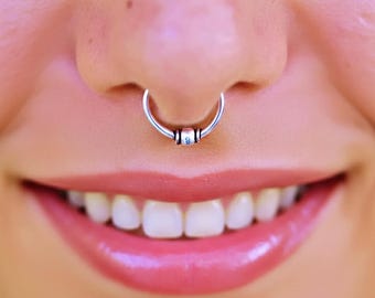Silber Faux Septum Ring, Fake Nasenring, Faux Septum Piercing, Fake-Piercing, Fake Septum Piercing, Nasenmanschette kein Piercing