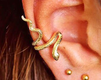 Schlangen Ohrmanschette, Conch Manschette, Gold Vermeil Ohrmanschette kein Piercing