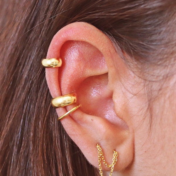 Ear cuff NO Piercing, Gold Ear Cuff, Sterling Silver Earrings Cuff, Minimalist Earring, Conch Hoop, Cartilage Hoop Tiny Box Jewelry