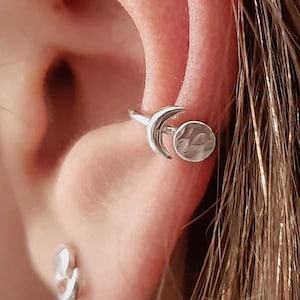 Moon Ear Cuff, Conch Piercing, Celestial Conch Hoop , Ear Cuff no Piercing, Fake Conch Piercing Ear Cuff image 1