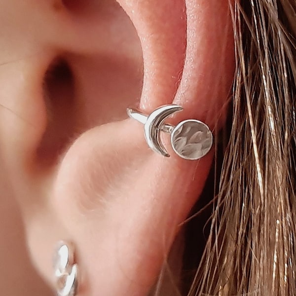 Moon Phases Conch Hoop, Celestial Conch Piercing 14 gauge, Conch Hoop Earring, Helix Earring,  Cartilage Hoop , Gift Idea Present for Her