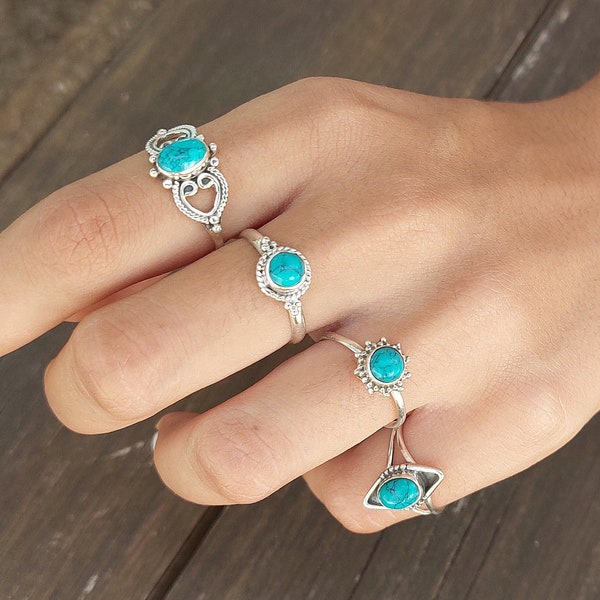 Turquoise Ring, Sterling Silver  Boho Ring, Statement Ring, Boho Jewelry, Native Ring, Rings for Women